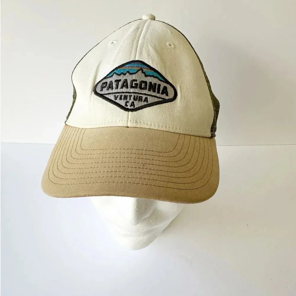 Patagonia Ventura CA California Green‎ Tan White Trucker Mesh Snapback Hat Cap